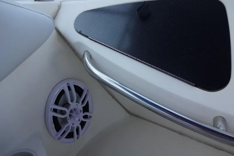 Slide: The Image of Interior detail of 2007 Meridian 459 yacht, featuring speaker and stainless steel handrail. - 66