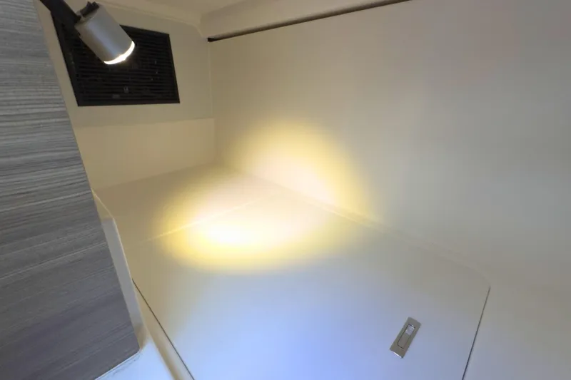 Slide: The Image of Modern bathroom in 2025 Saxdor 400 GTO boat, featuring sleek fixtures and wood accents. - 51