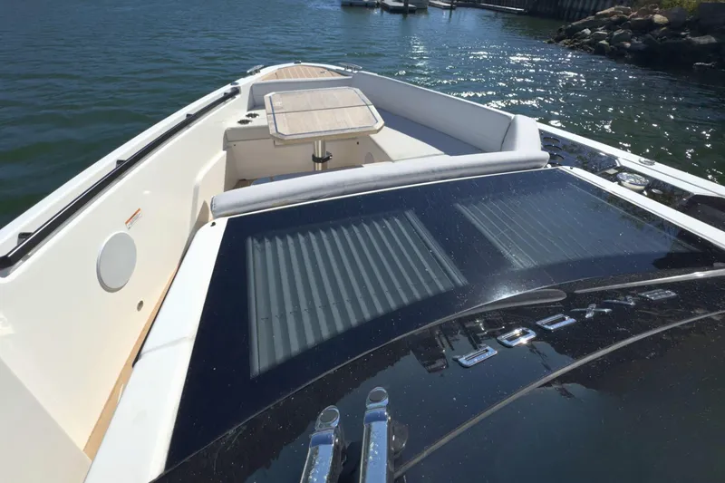 Slide: The Image of Interior cabin of 2025 Saxdor 400 GTO, featuring modern lighting and sleek design. - 53