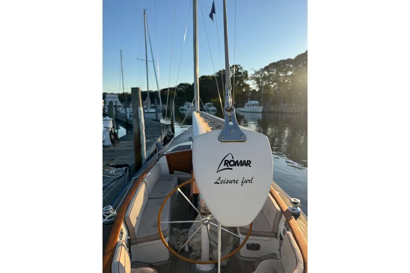 Slide: The Image of 2018 Leonardo Yachts Eagle 44 sailboat docked at sunset, featuring Romar Leisure furl. - 10
