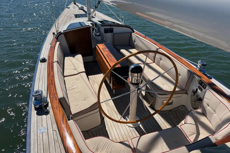 Slide: The Image of 2018 Leonardo Yachts Eagle 44 sailboat with elegant wooden deck and spacious cockpit. - 5