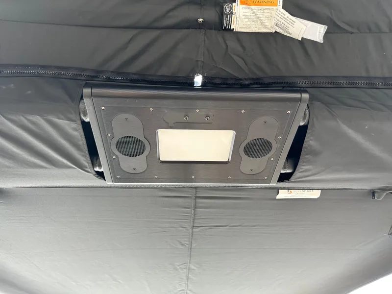 Slide: The Image of Barletta L25MA 2026 speaker and control panel under black canopy. - 46