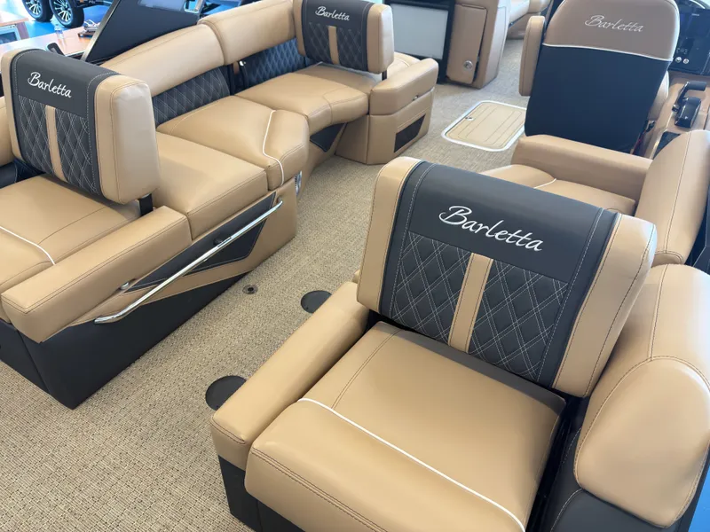 Slide: The Image of Luxurious interior of the 2026 Barletta L25MA pontoon boat. - 48