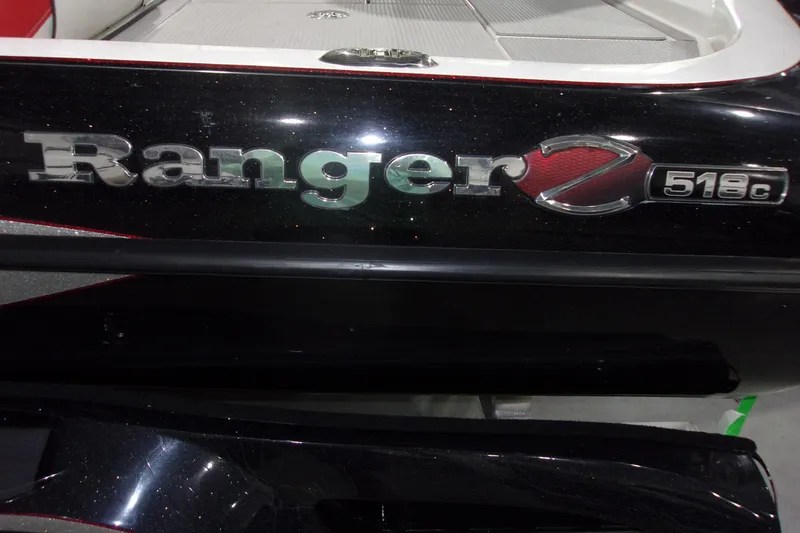 Slide: The Image of 2017 Ranger Z518 Intracoastal boat logo on black hull. - 13