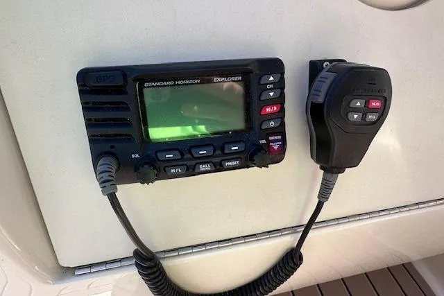Slide: The Image of Standard Horizon Explorer radio on 2001 Sea Ray 245 Weekender boat. - 19