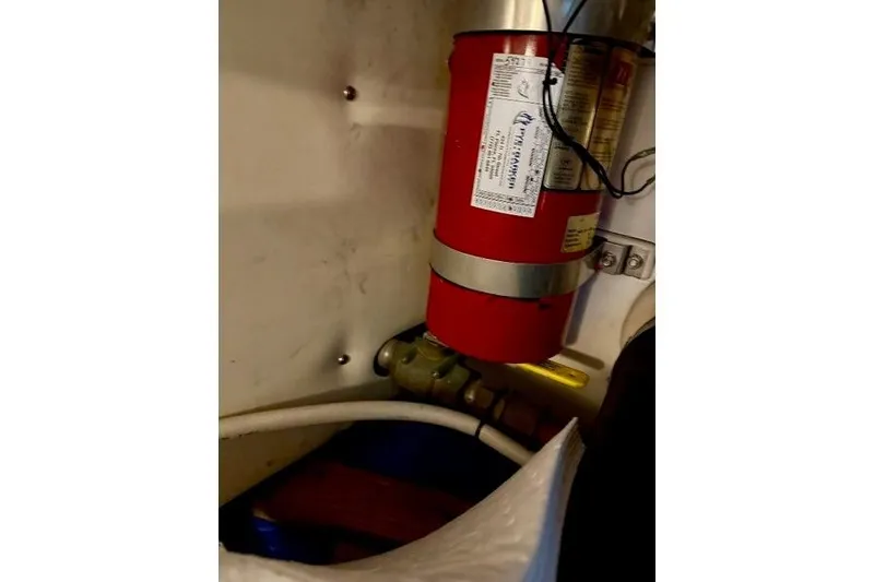 Slide: The Image of Engine room of 2006 Duffy 37 Downeast with fire suppression system. - 55