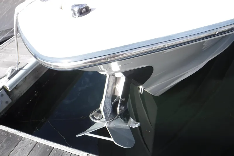 Slide: The Image of 2020 Grady-White Freedom 285 boat with propeller in water at dock. - 14