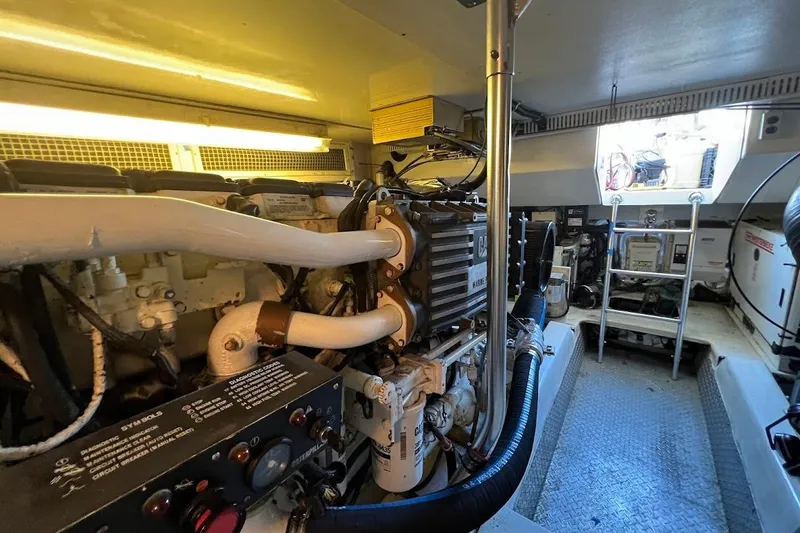Slide: The Image of Engine room of 2002 Ocean Yachts 56 Super Sport with CAT marine power engine. - 44
