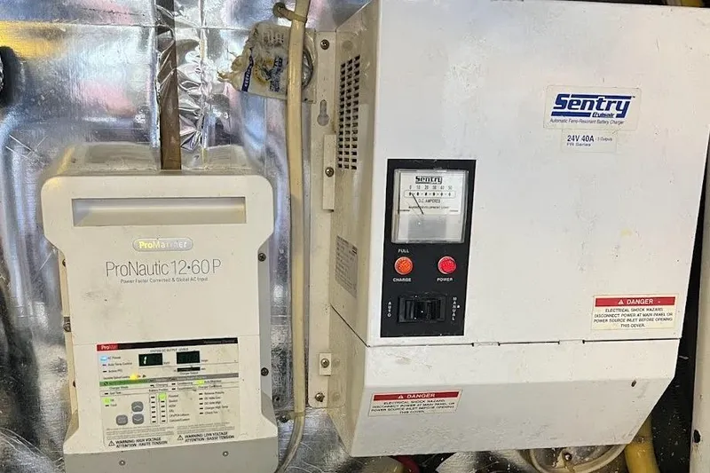 Slide: The Image of Caterpillar service meter showing 2330 hours on Ocean Yachts 56 Super Sport, 2002 model. - 46