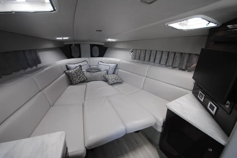 Slide: The Image of Luxurious interior of 2017 Formula 370 Super Sport yacht with modern kitchen and seating area. - 15