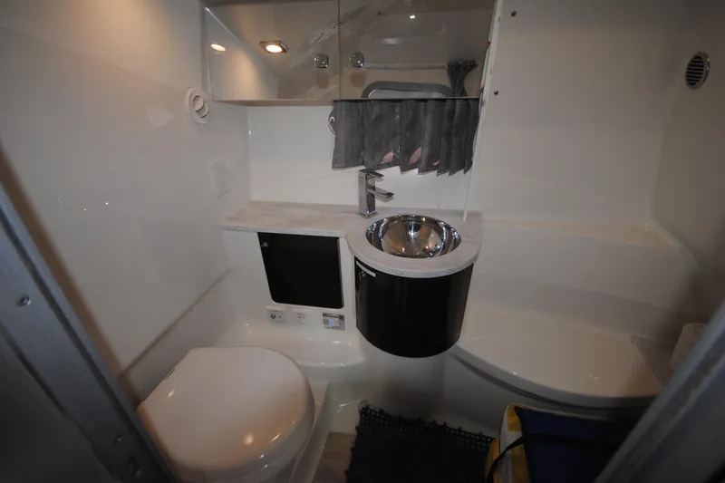 Slide: The Image of 2017 Formula 370 Super Sport cabin interior with patterned bedding and modern design. - 20