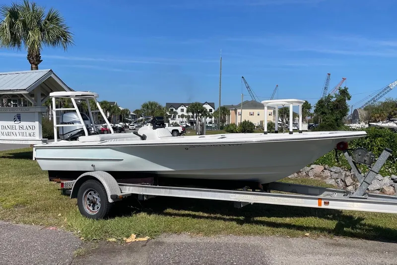 Slide: The Image of 2006 Chaos 16 Bonefish boat on trailer at Daniel Island Marina Village. - 1
