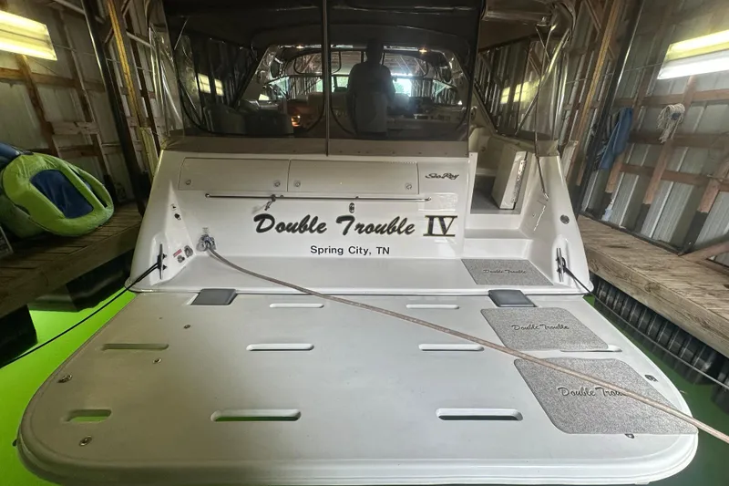 Slide: The Image of 1998 Sea Ray 500 Sundancer named "Double Trouble IV" docked in Spring City, TN. - 8