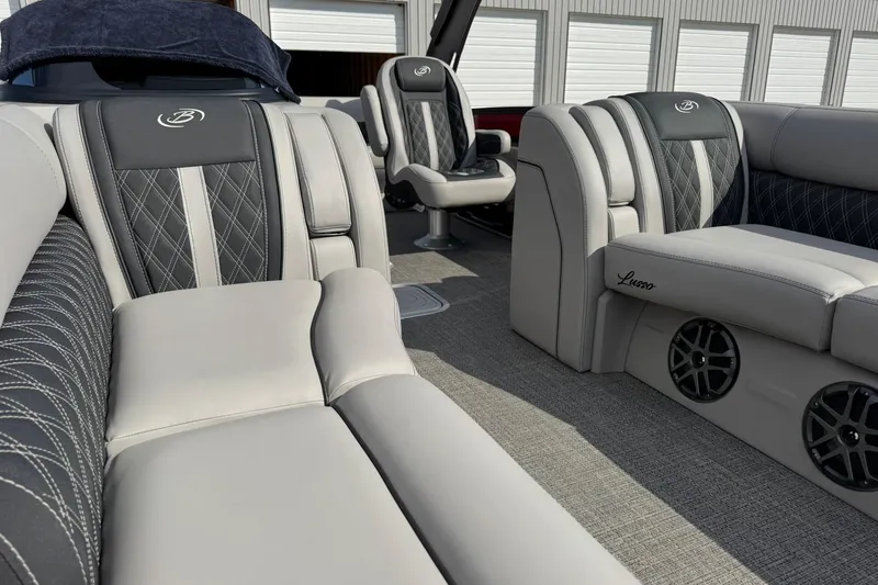 Slide: The Image of Luxurious interior of 2025 Barletta LUSSO 25UCAT pontoon boat with elegant seating. - 27