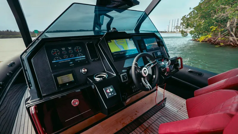 Slide: The Image of Modern Skipper-BSK 42 boat cockpit with advanced navigation system, 2023 model. - 25