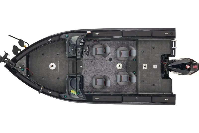 Slide: The Image of 2026 Tracker Targa V-19 WT boat interior with four cushioned seats and steering wheel. - 7