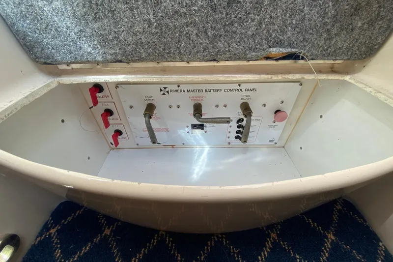 Slide: The Image of Riviera 4000 2000 master battery control panel with switches and levers. - 45