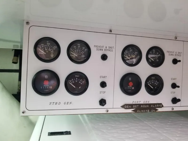Slide: The Image of Control panel of a 2005 Ocean Alexander Raised Pilothouse Flybridge Sedan yacht. - 46