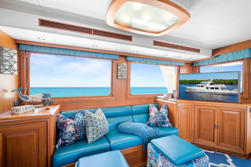 Slide: The Image of Luxurious interior of 2017 Fleming 65 yacht with ocean view and elegant decor. - 3