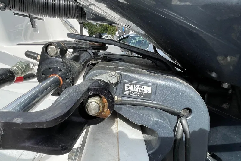 Slide: The Image of Close-up of Yamaha F200XB engine on 2022 Sea Fox 228 Commander boat. - 56