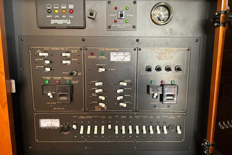 Slide: The Image of Electrical control panel on a 2022 Sea Fox 228 Commander boat. - 77