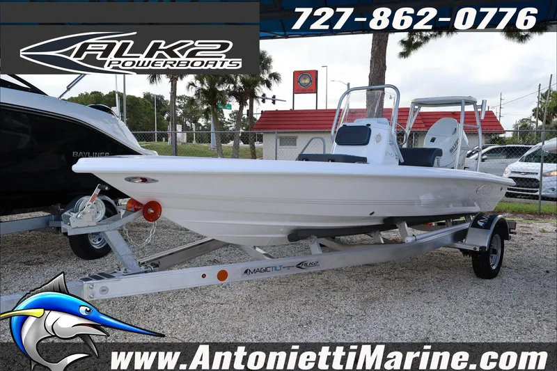 The Image of 2026 ALK2 Powerboats 17HS on trailer at Antonietti Marine dealership. - 1