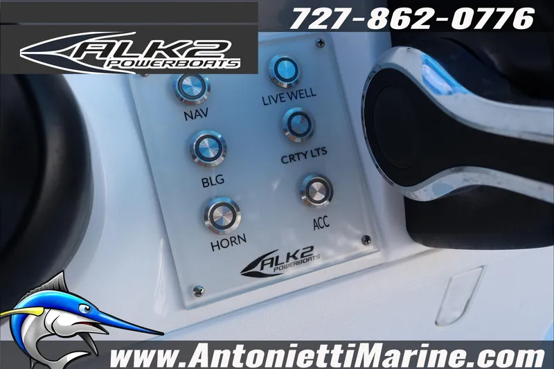 Slide: The Image of Control panel of 2026 ALK2 Powerboats 17HS with various function buttons. - 15