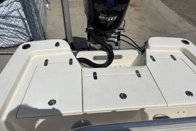 Slide: The Image of 2014 BlackJack 224 Bay boat with Yamaha 250 engine, rear deck view. - 5