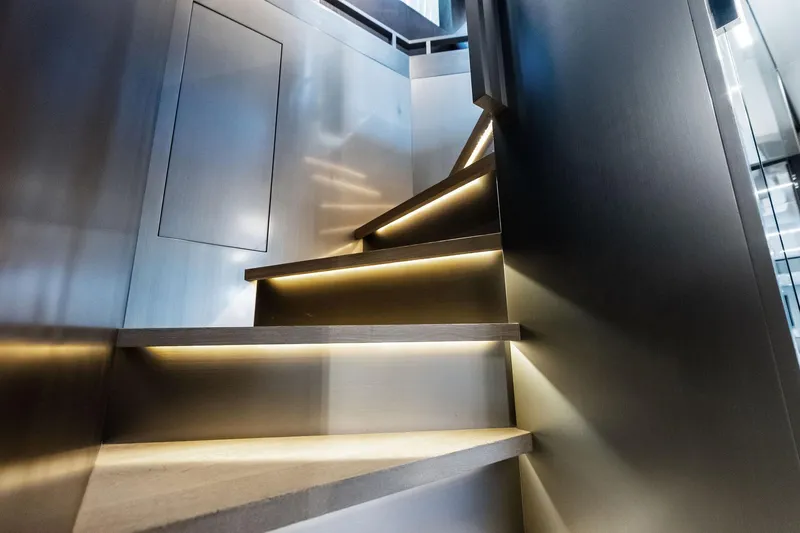 Slide: The Image of Staircase with ambient lighting on 2018 Ferretti Yachts 850 Motoryacht. - 58