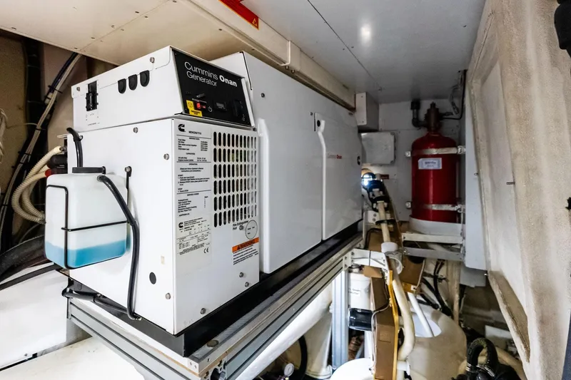 Slide: The Image of Engine room of 2018 Ferretti Yachts 850 Motoryacht with Cummins Onan generator. - 91