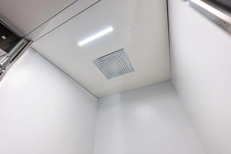 Slide: The Image of Ceiling view of 2018 Ferretti Yachts 850 Motoryacht interior with modern lighting. - 72