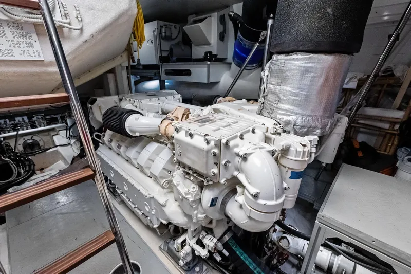 Slide: The Image of Engine room of 2018 Ferretti Yachts 850 Motoryacht, showcasing powerful machinery and equipment. - 92
