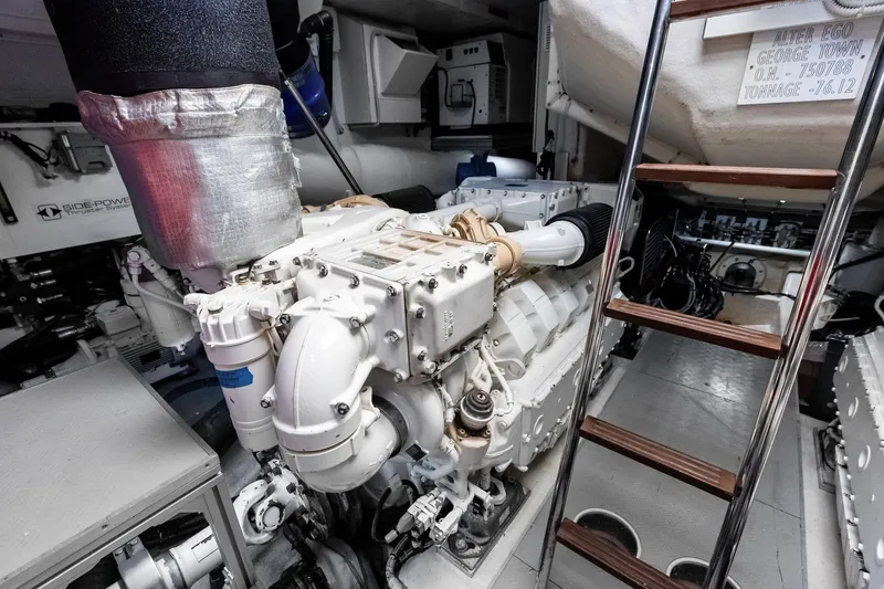 Slide: The Image of Engine room of 2018 Ferretti Yachts 850 Motoryacht, featuring advanced machinery and equipment. - 93