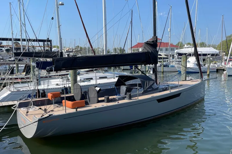 The Image of 2022 Saffier 33 Life sailboat docked in a marina, featuring sleek design and modern amenities. - 0
