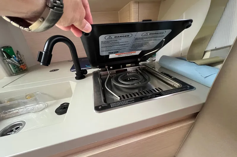Slide: The Image of Compact kitchen area in 2022 Saffier 33 Life yacht with stove and sink. - 16