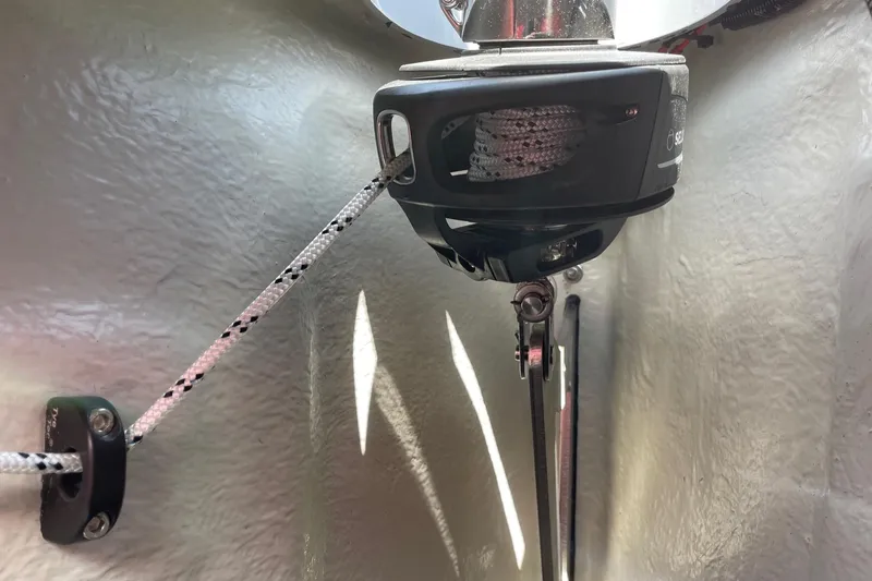 Slide: The Image of Close-up of a 2022 Saffier 33 Life sailboat winch and rope system. - 18