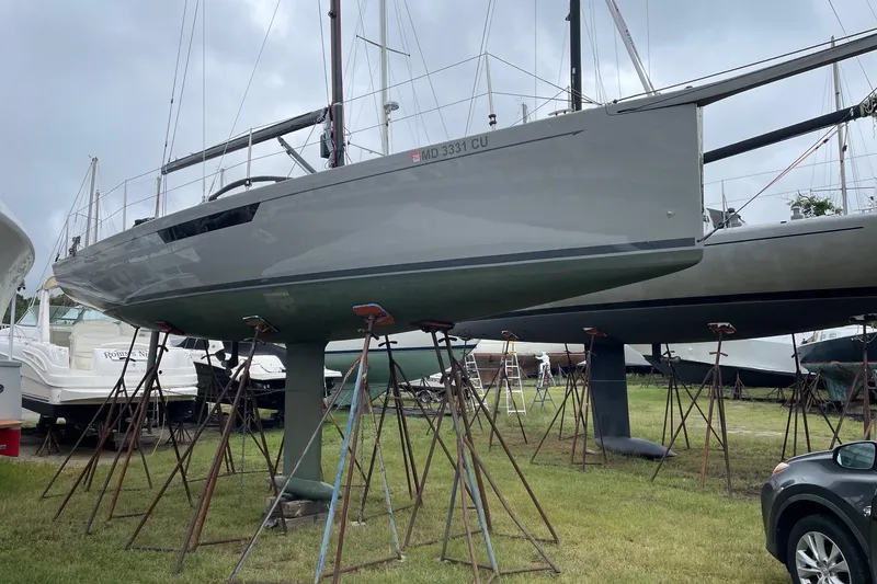 Slide: The Image of 2022 Saffier 33 Life sailboat on stands in a boatyard. - 19