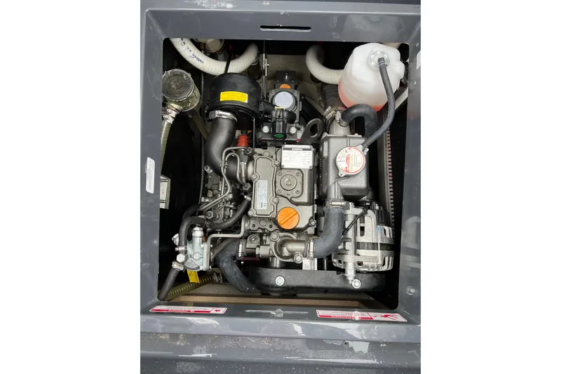 Slide: The Image of Engine compartment of a 2022 Saffier 33 Life sailboat, showcasing detailed components. - 20