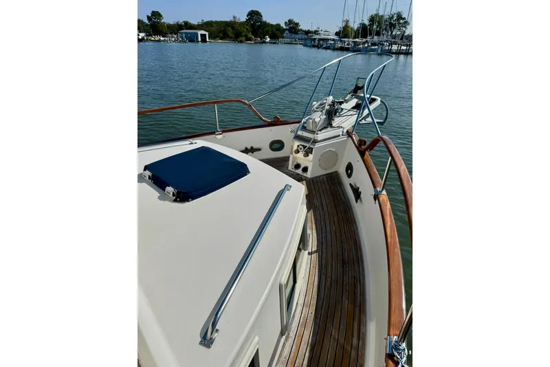 Slide: The Image of Bathroom interior of 1990 Grand Banks 36 Classic yacht with wooden cabinetry. - 17