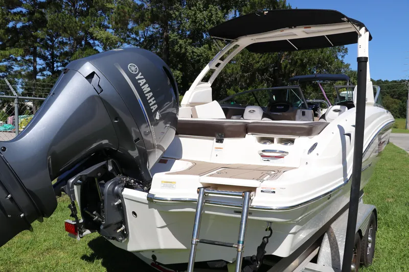 Slide: The Image of 2021 Chaparral 23 SSi OB boat with Yamaha outboard engine on trailer. - 4