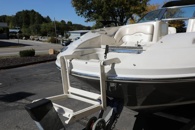 Slide: The Image of 2008 Sea Ray 220 Sundeck boat with extended swim platform ladder. - 8