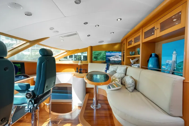 Slide: The Image of Luxurious interior of a 2008 Lazzara Motor Yacht with plush seating and modern decor. - 25