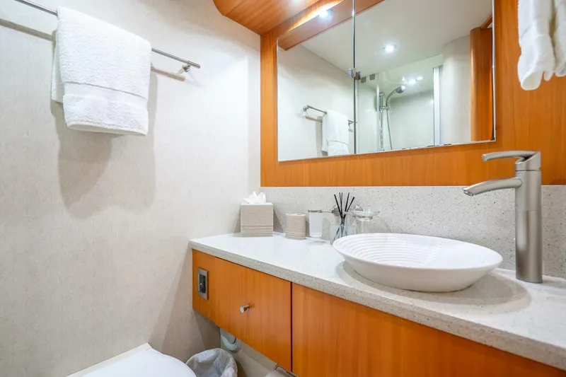 Slide: The Image of Luxurious bathroom in 2008 Lazzara Motor Yacht with modern fixtures and elegant design. - 38