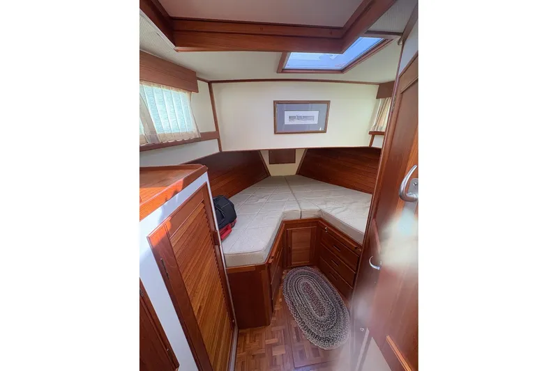 Slide: The Image of 1996 Grand Banks 42 Classic boat with "MARGO" nameplate on wooden plaque. - 27