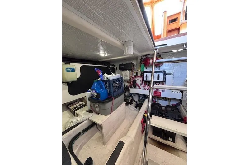 Slide: The Image of Interior of 2012 Sabre 42 Salon Express boat with equipment and storage. - 37