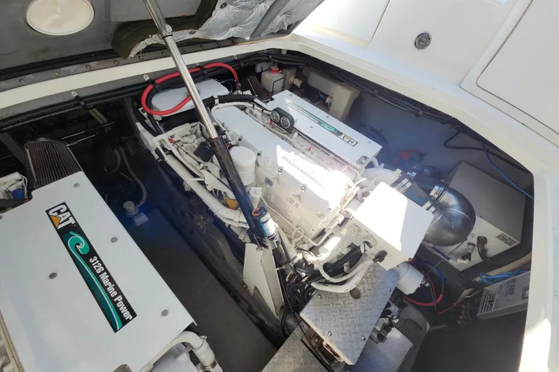 Slide: The Image of Engine compartment of a 2002 Sea Ray 410 Sundancer with CAT 3126 Marine Power. - 40