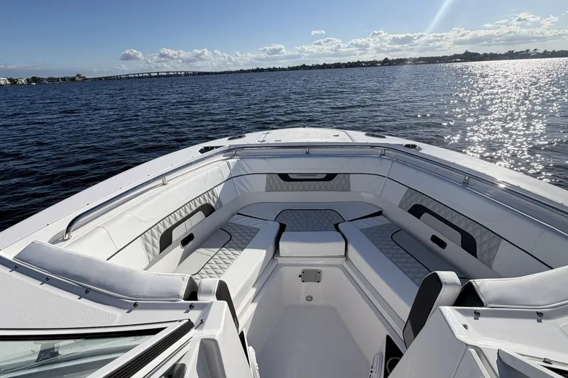 Slide: The Image of Luxurious seating on 2025 Blackfin 272 DC boat, featuring modern design and premium materials. - 48