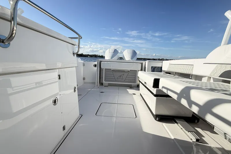 Slide: The Image of 2025 Blackfin 272 DC boat bathroom with sink and toilet. - 58