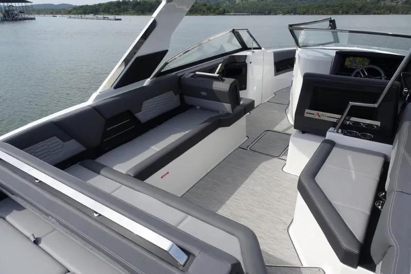 Slide: The Image of Luxurious interior of 2026 Cobalt A29 boat with sleek seating and modern design. - 12