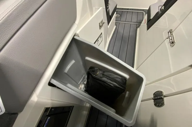 Slide: The Image of 2026 Cobalt R31 boat interior with sleek seating and modern design. - 17